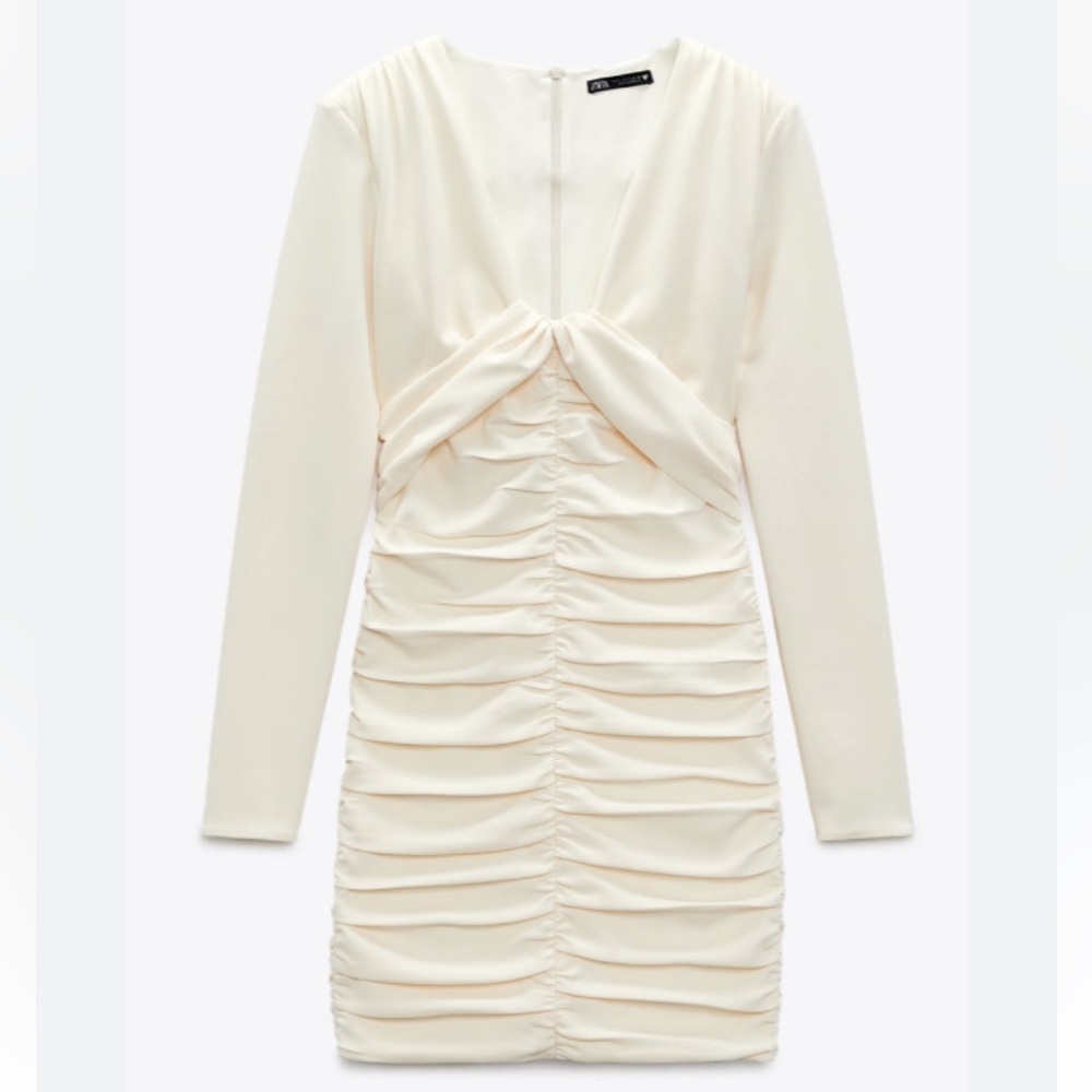 ZARA, Oyster White Draped Dress